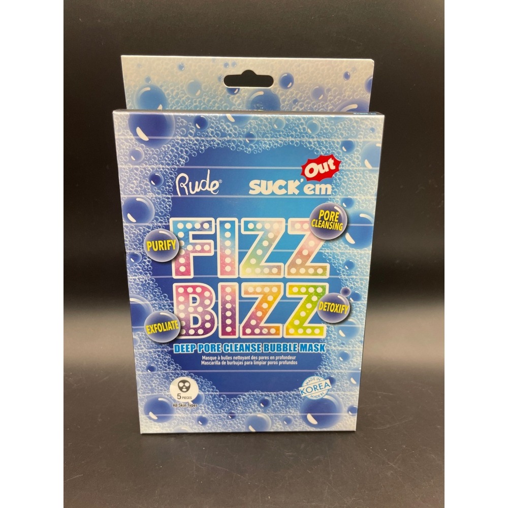 Rude Cosmetics Suck Em Out Fizz Bizz Deep Pore Cleanse Bubble Mask 5 Pieces NEW
